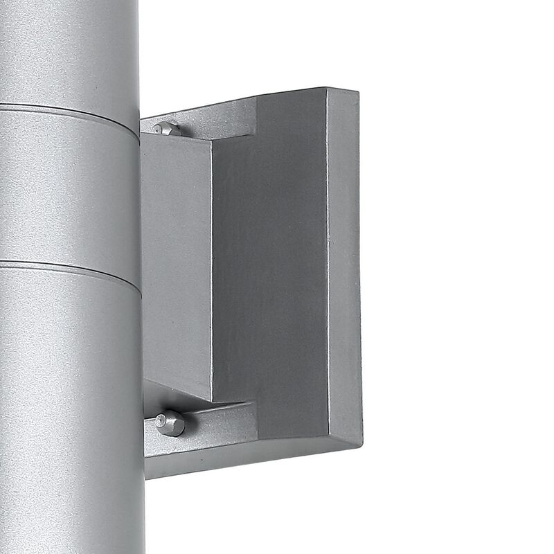 Duo 2-Light Modern Midcentury Cylinder Outdoor Metal/Glass Integrated LED Sconce with Uplight