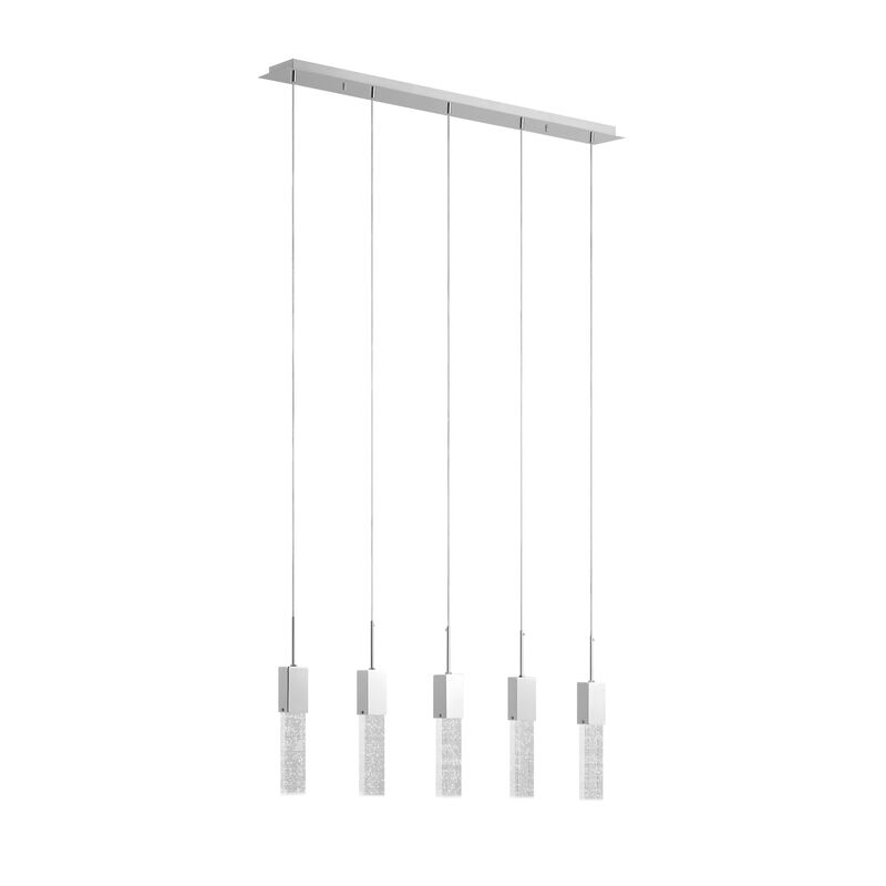 Sparkling Night Chandelier Chrome Metal and Acrylic 5 LED Light Dimmable