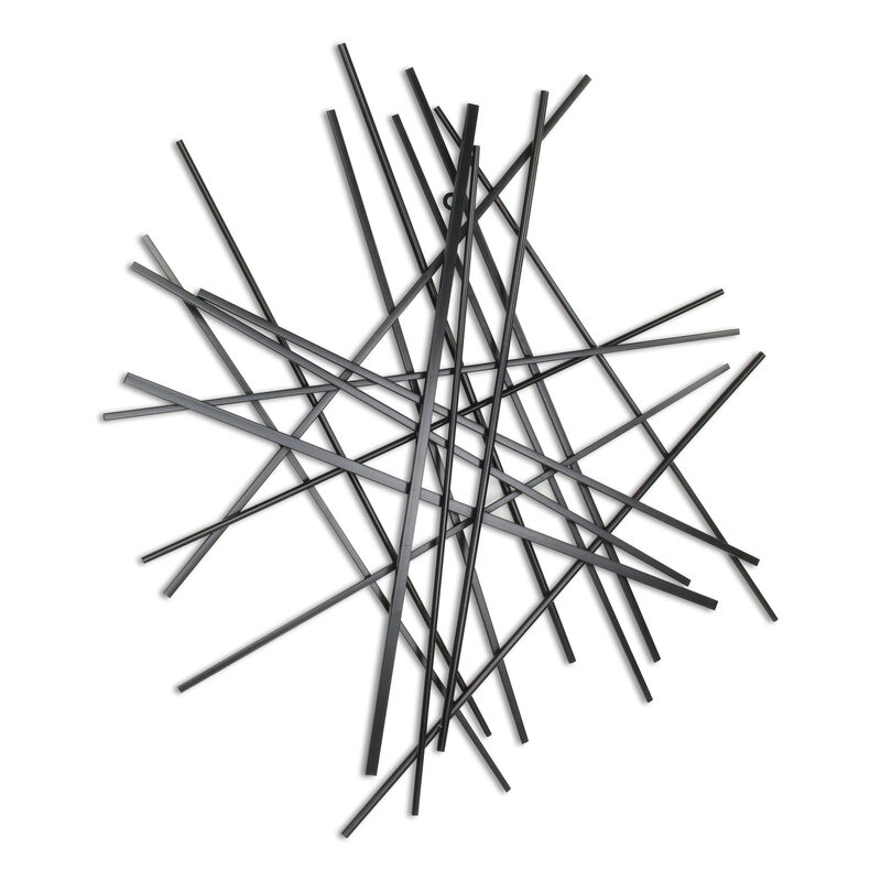 HomeRoots 35" X 34" Black Metal Abstract Hanging Dimensional Sculpture image number 2