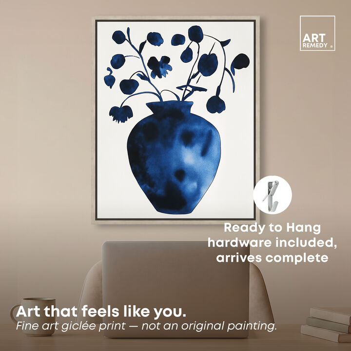 Flowing in Indigo I Floral and Botanical Canvas Print by Art Remedy