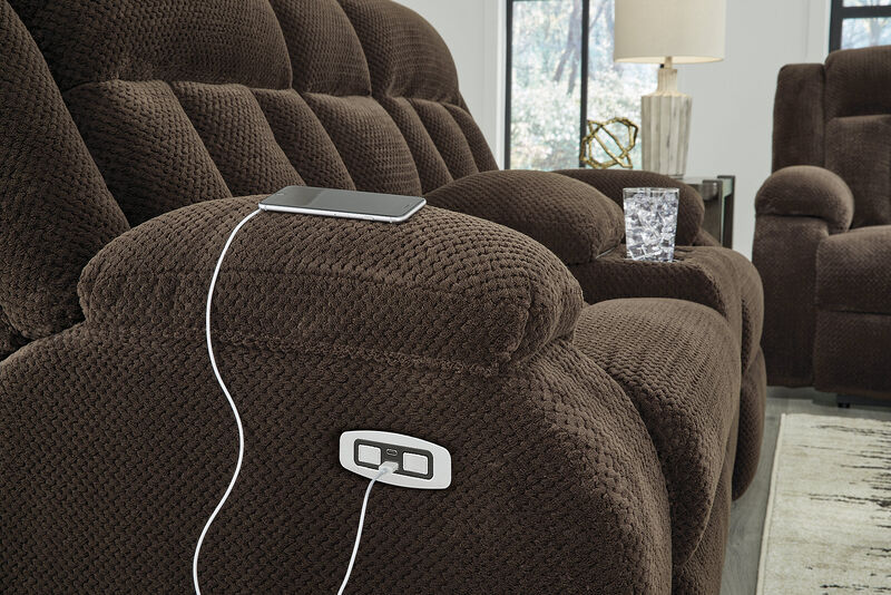 Greely Bend Power Reclining Loveseat with Console in Brown image number 3