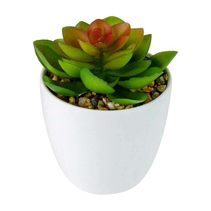 4" Mini White Potted Artificial Succulent Plant