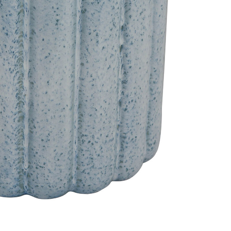 Scalloped Planter, Cylindrical Shape, Speckled Blue Ceramic 11 Inch image number 3