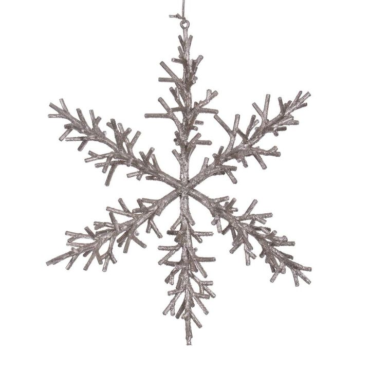 Vickerman 12" Champagne Twig Snowflake Ornament. Includes 3 Pieces per Bag.