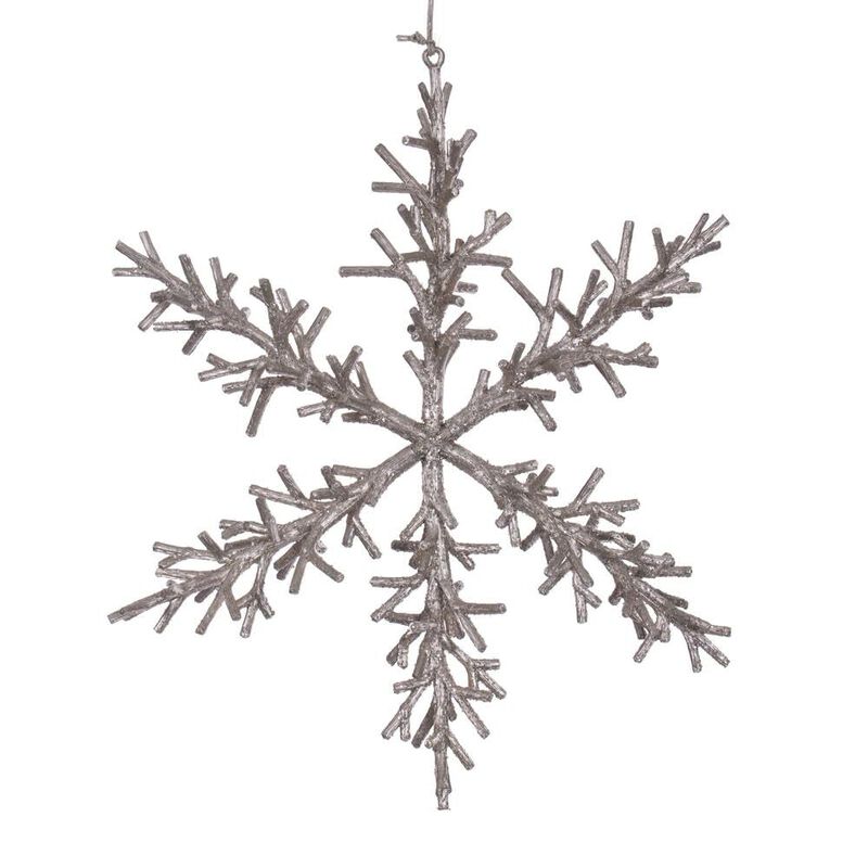 Vickerman 12" Champagne Twig Snowflake Ornament. Includes 3 Pieces per Bag. image number 0