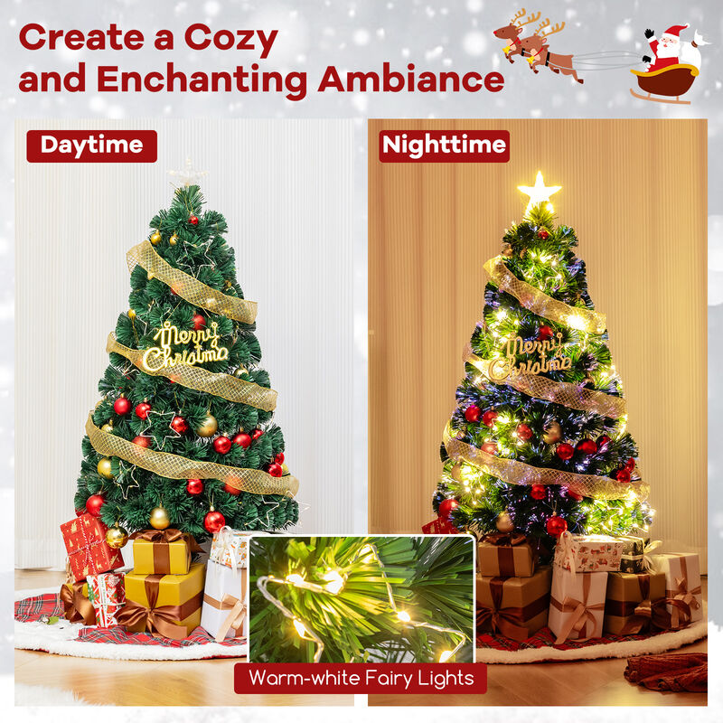 Pre-Lit Artificial Xmas Tree with Top Star and Branch Tips