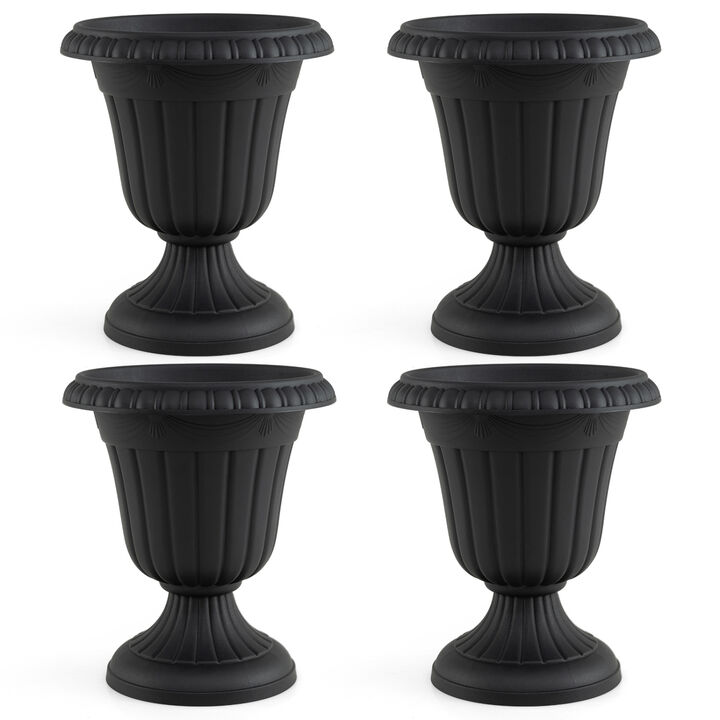 4 Pack Tall Planters with Pedestal Stand and Drainage Hole