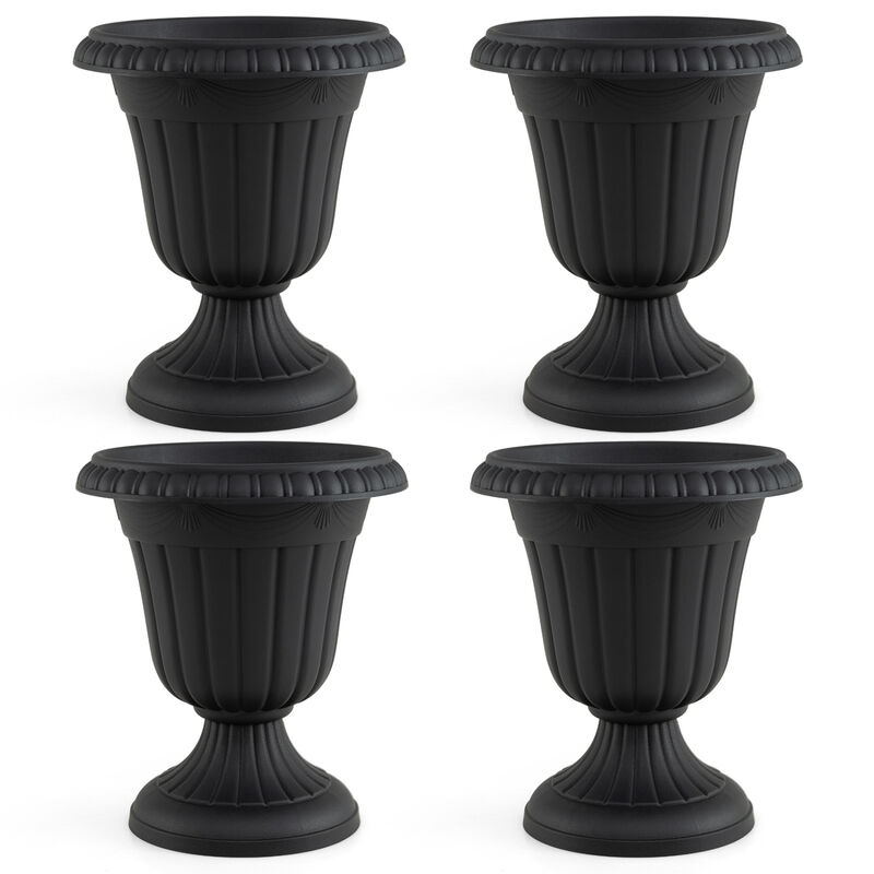 4 Pack Tall Planters with Pedestal Stand and Drainage Hole image number 0