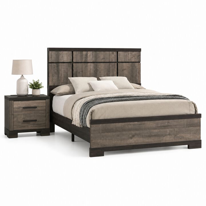 Bedroom Set, Wood, 2 Piece Set with Nightstand