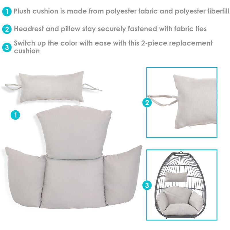 Sunnydaze Penelope and Oliver Egg Chair Replacement Cushions