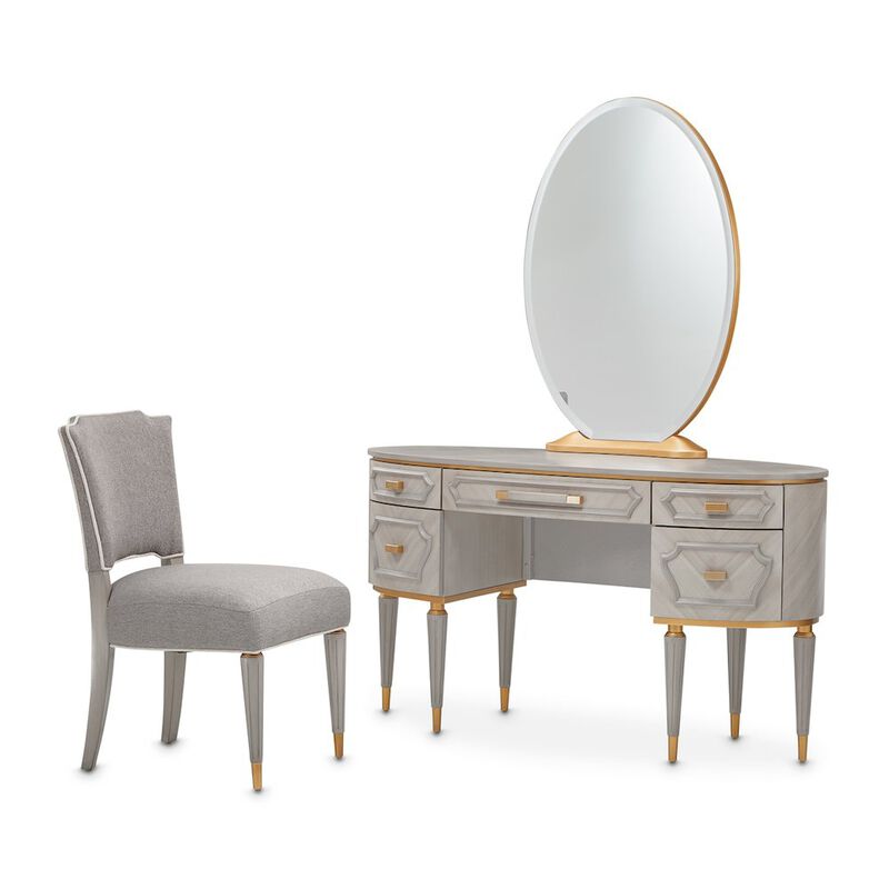 St. Charles Vanity Desk with Mirror & Chair - Dove Gray image number 0