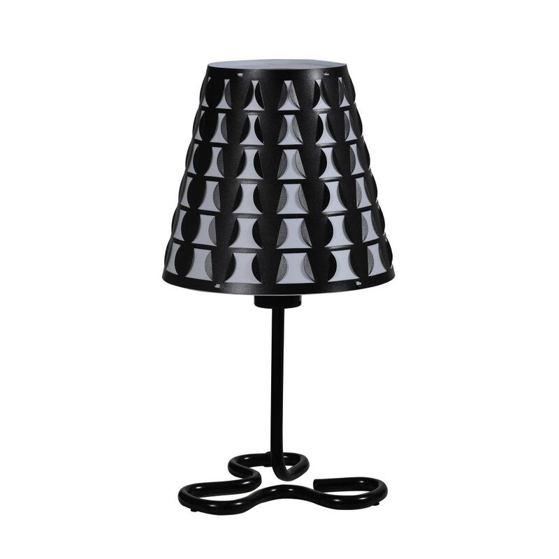 Hivvago 16" Black Bedside Table Lamp With Black And White Polka Dots Empire Shade