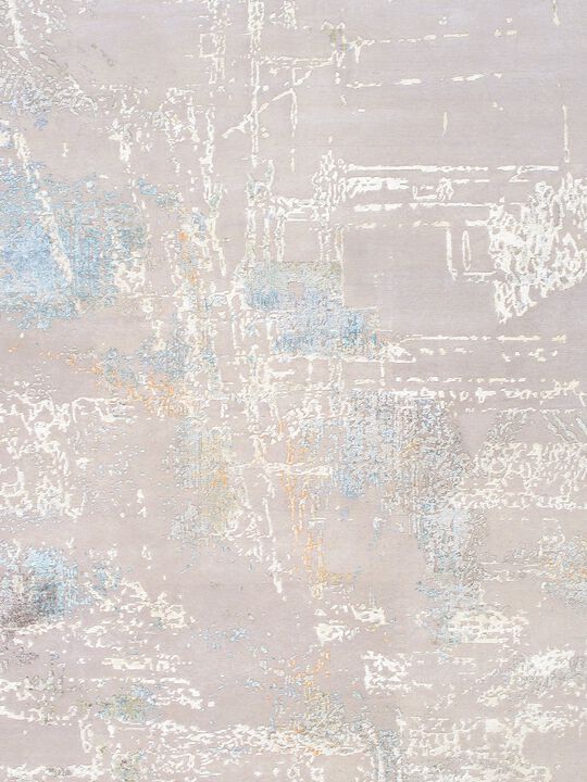 Pasargad Home Modern Hand-Knotted Silk & Wool Abstract Rugs-10' 2'' X 14' 3'', Silver