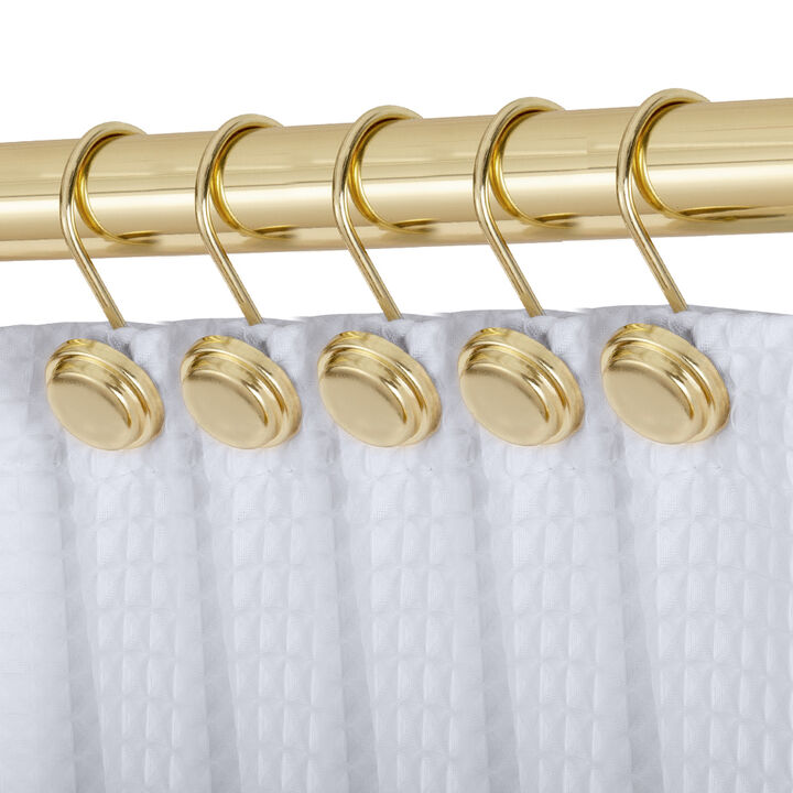 Utopia Alley Rust-Resistant Metal Shower Curtain Hooks, Decorative Round Base Design - Set of 12