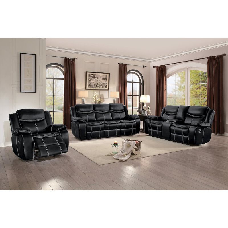 Lexicon Bastrop Faux Leather Glider Reclining Chair In Black Leather
