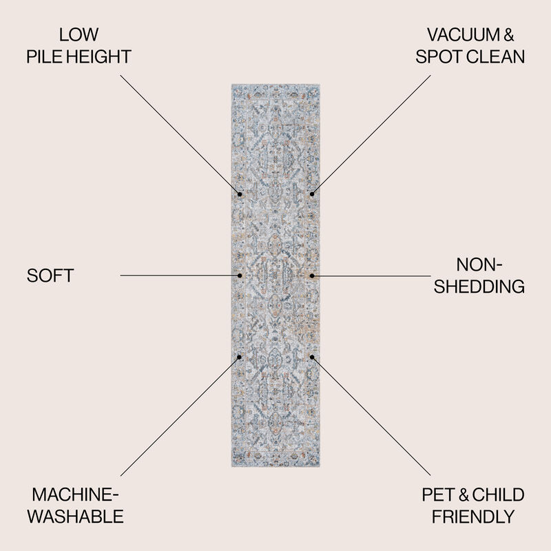 Brandy Rustic Border Low-Pile Machine-Washable Dark Gray/Cream