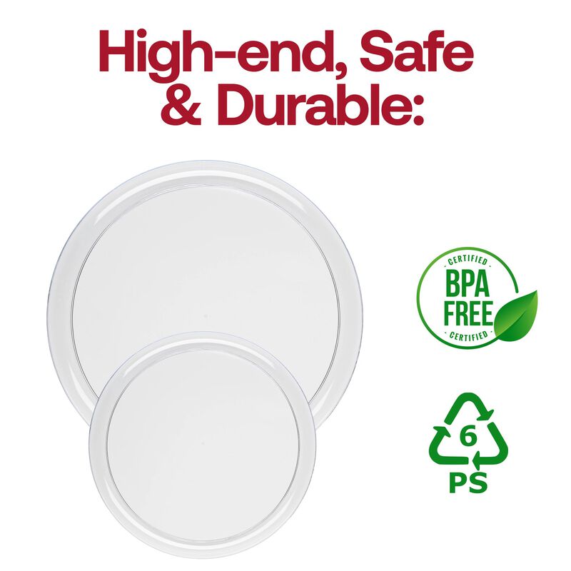 Clear Flat Round Plastic Dinnerware Value Set (40 Sets) image number 5