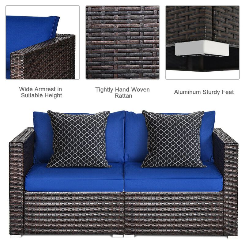 Mondawe 2 Pieces Patio Rattan Sectional Conversation Sofa Set