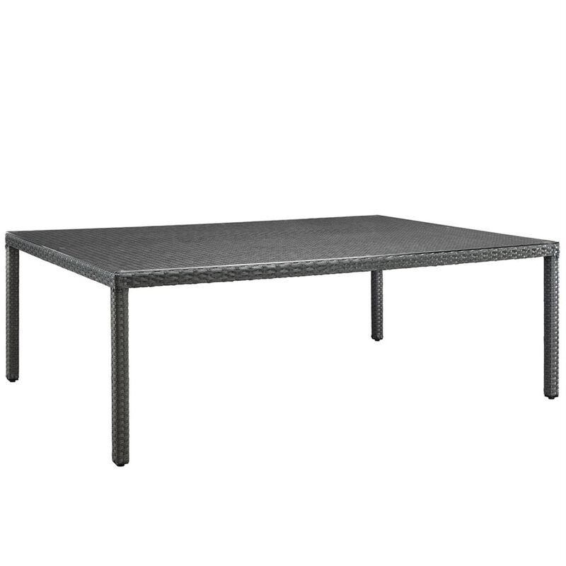 Modway Sojourn Wicker Rattan Outdoor Patio 90" Rectangle Dining Table in Chocolate image number 2