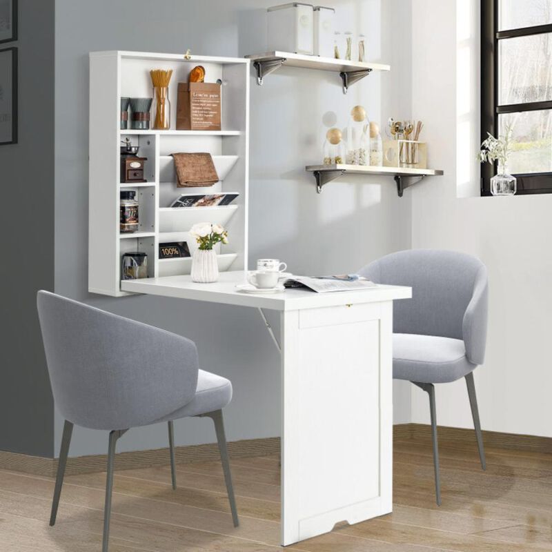Hivvago Wall Mounted Fold-Out Convertible Floating Desk Space Saver