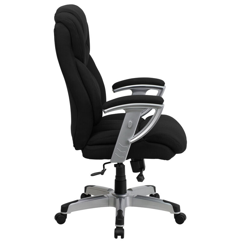 HERCULES Series Big & Tall 400 lb. Rated Black Fabric Executive Ergonomic Office Chair with Silver Adjustable Arms image number 9