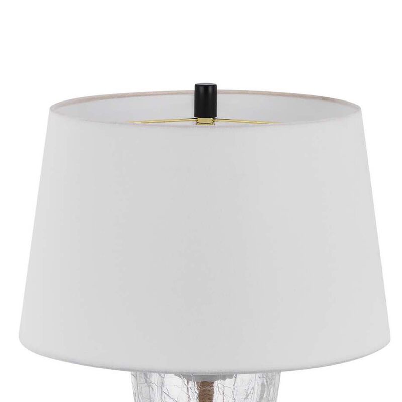 Table Lamp with LED Light, White Shade, 31 Inch Hourglass Glass Base image number 5