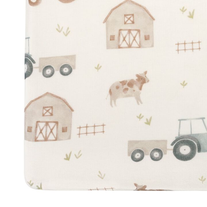Charlie Farmhouse Tractor Crib Fitted Sheet for Baby Nursery
