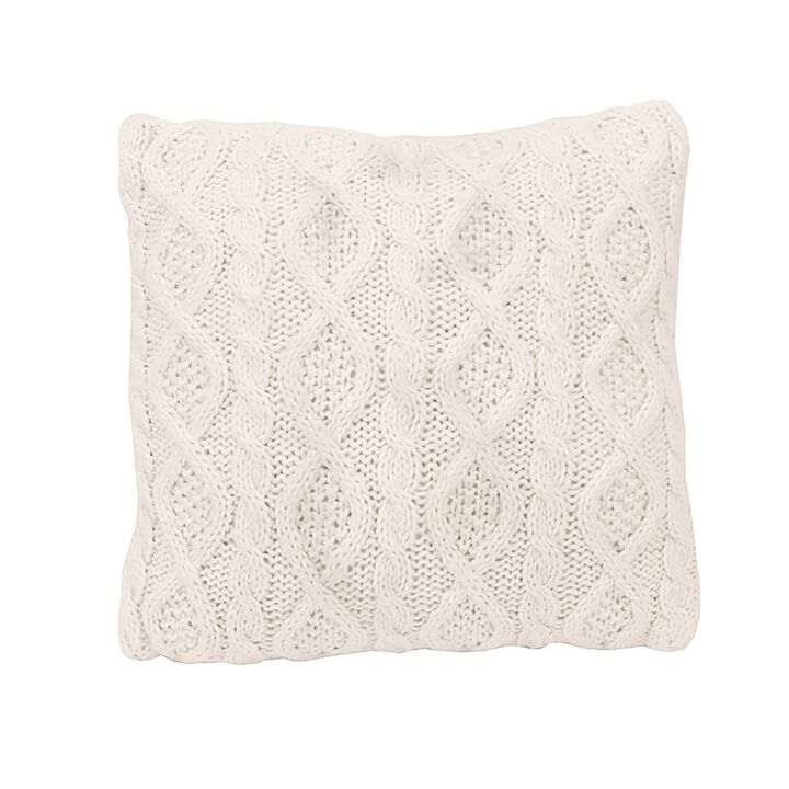 Cable Knit Soft Diamond Cream Throw Pillow