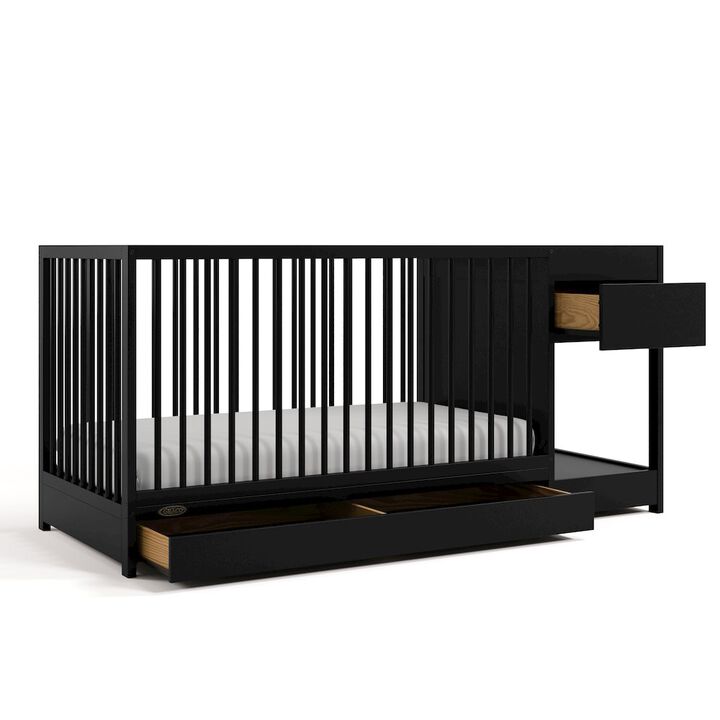 Teddi Convertible Crib & Changer-Black