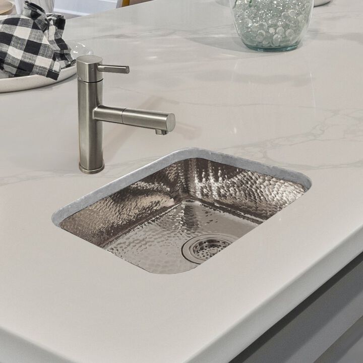 Whitehaus Rectangular Undermount Entertainment/Prep Sink with a Hammered Texture Surface