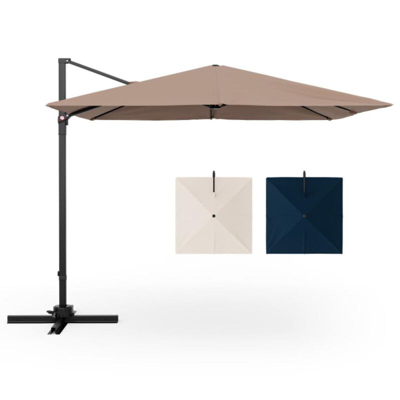 Hivvago 9.5 Feet Square Patio Cantilever Umbrella with 360&deg; Rotation