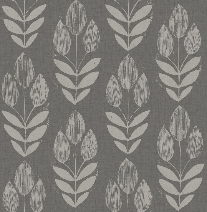Garland Charcoal Block Tulip Wallpaper (Set of 2)