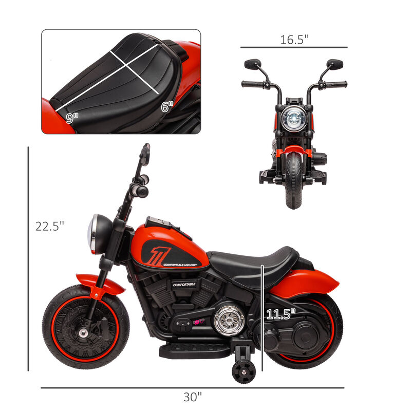 BreeBe 6V Kids Motorcycle w/ Training Wheels, Single-Button Start image number 2