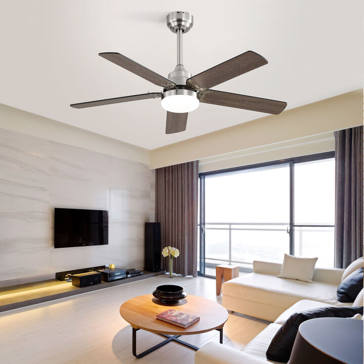 42 Inch Modern Ceiling Fan With LED Light 5 Blades Remote Control Reversible DC Motor White