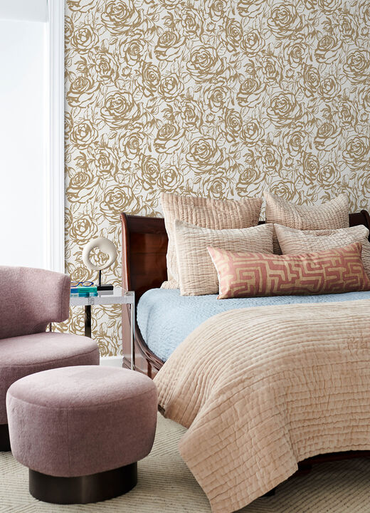 Nelda Gold Rose Wallpaper (Set of 2)