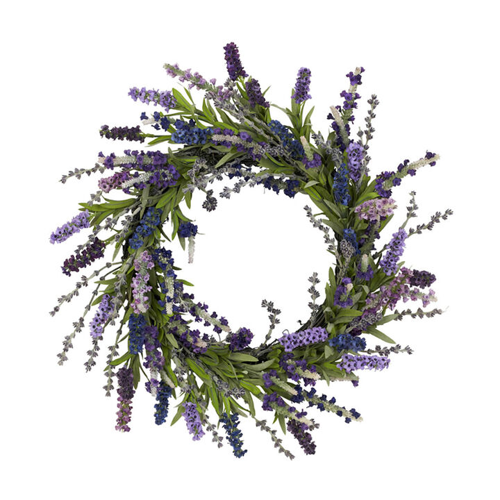 Nearly Natural 20-in Lavender Wreath