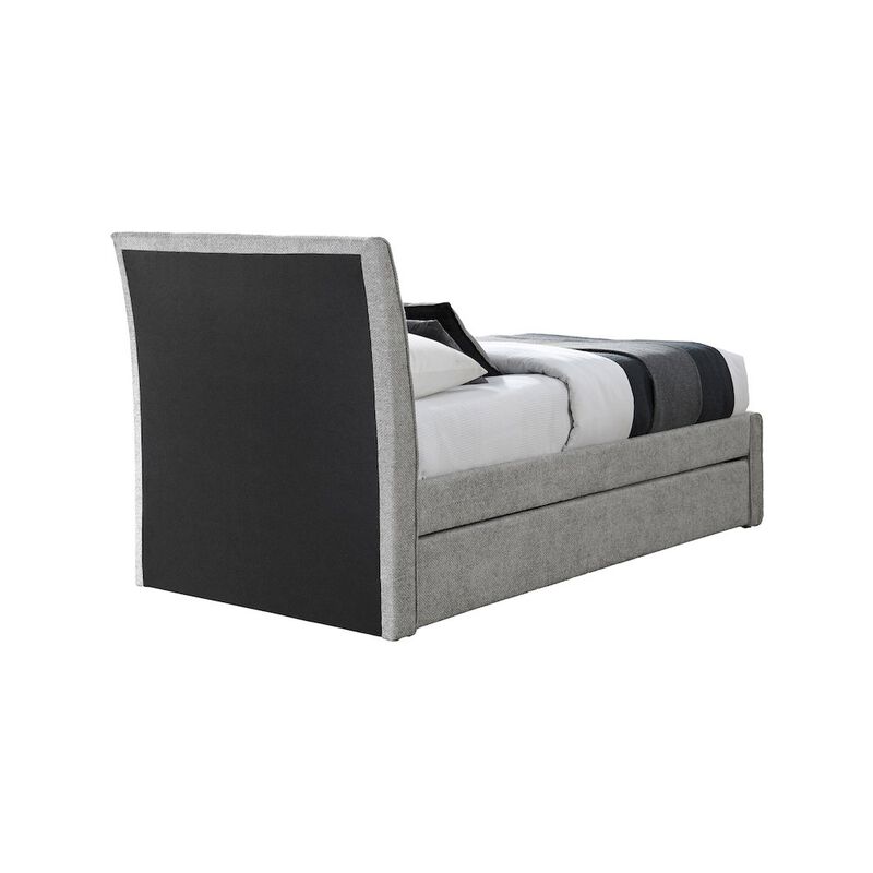 Meridian Furniture Myles Grey Chenille Fabric Twin Trundle Bed