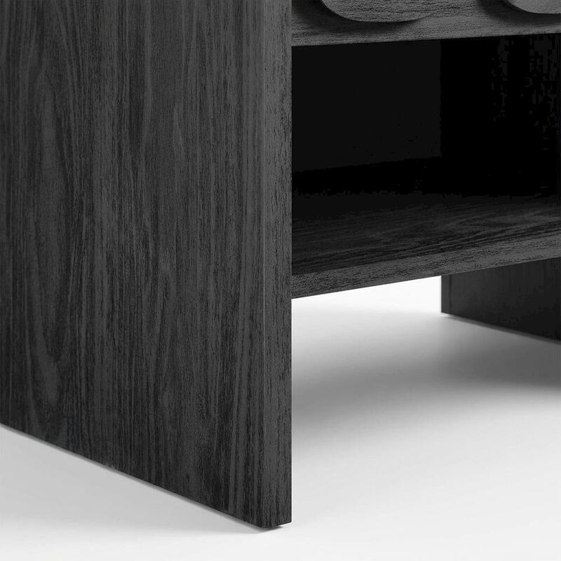Gray Finish Nightstand with Minimalist Design and Smooth Surface image number 5