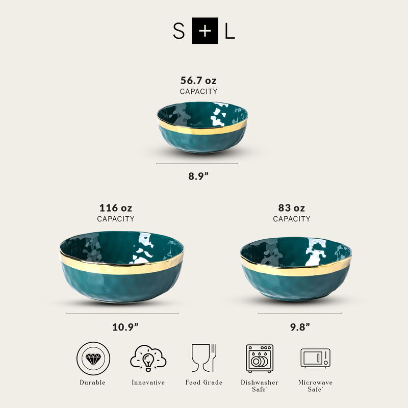 Stone Lain Florian Porcelain Serving Bowl Set 3 Piece