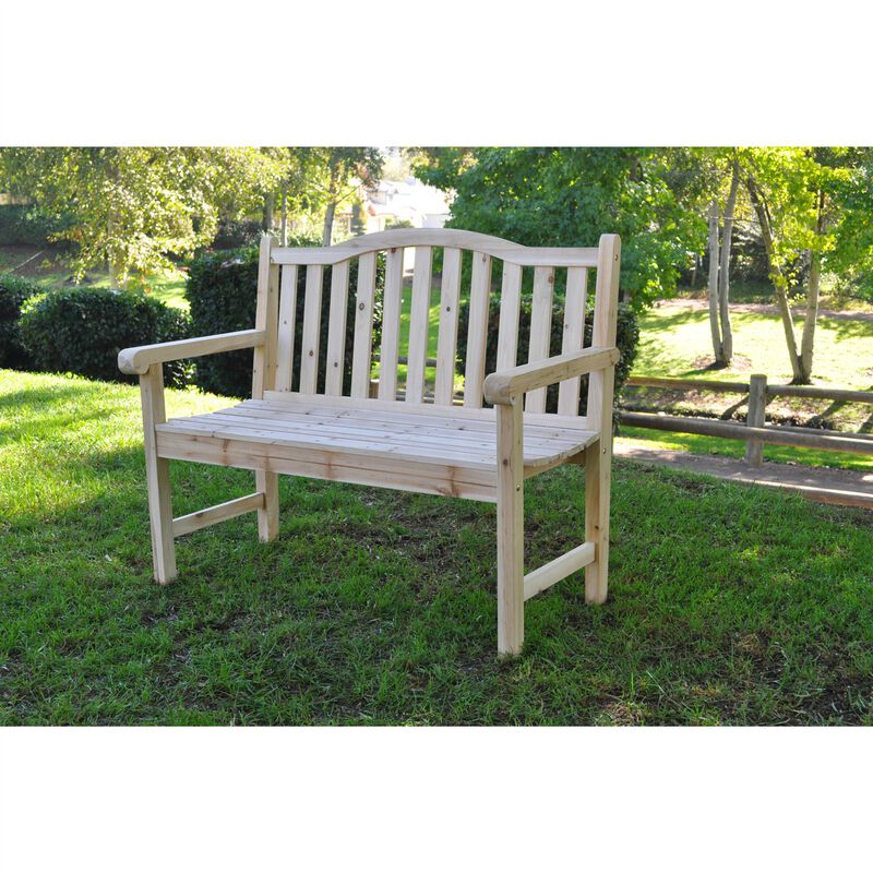 QuikFurn Outdoor Cedar Wood Garden Bench in Natural with 475lbs. Weight Limit