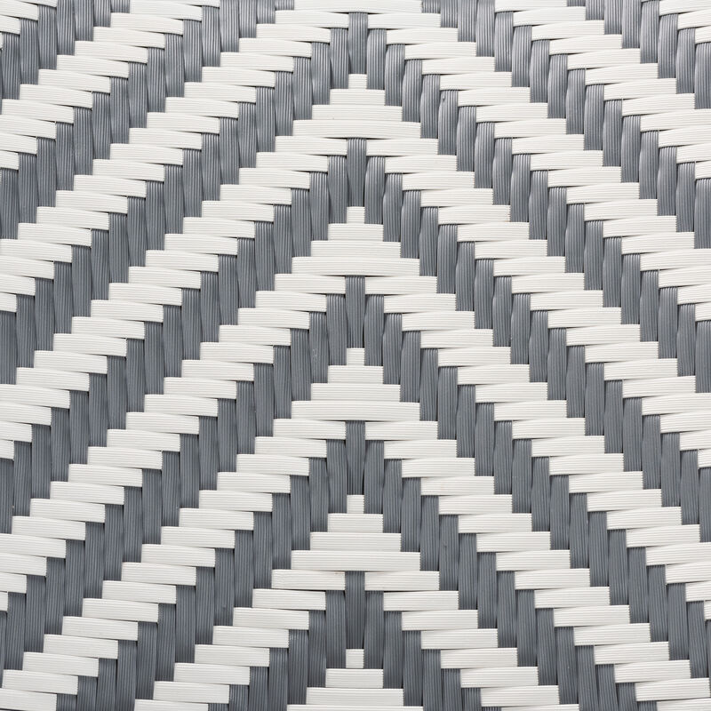 Bali & Pari Shai Modern French Grey and White Weaving and Natural Rattan Bistro Chair