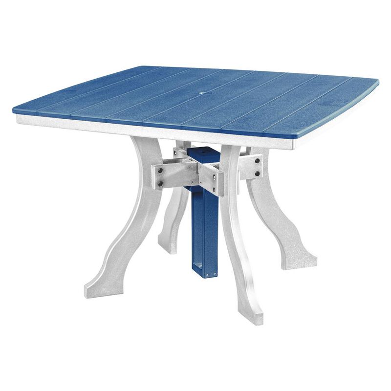 American Furniture Classics Dining Height Square Table in Blue with a White Base