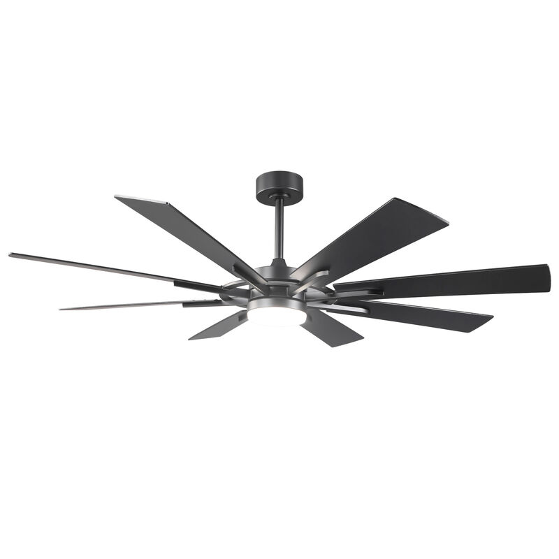 60 in. Smart Farmhouse Matte Black Integrated LED Ceiling Fan with Remote and APP Control