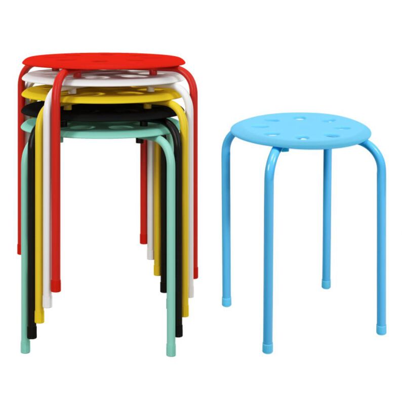 Hivvago 17.5 Inch Set of 6 Portable Plastic Stack Stools with Metal Frame