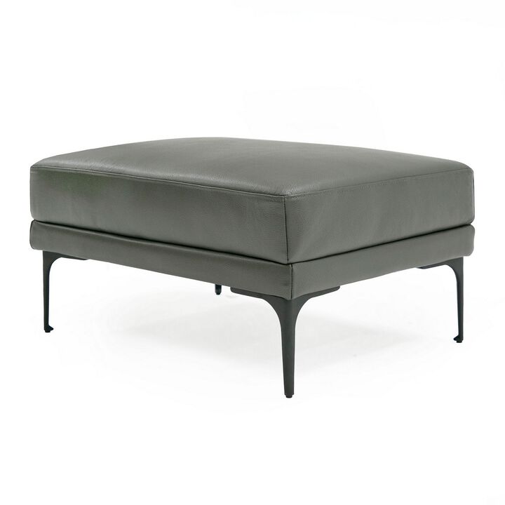 Salk 30 Inch Ottoman, Rectangular Cushioned Seat, Dark Gray Upholstery - Benzara
