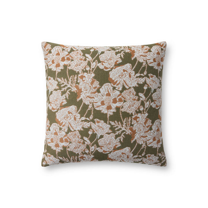 Matilda Olive/Orange 18''x18'' Cover w/ Poly Pillow