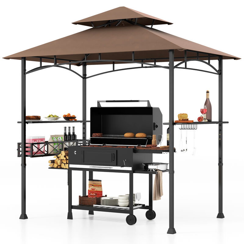 Outdoor Grill Gazebo with 2 Side Shelves and 10 Hooks