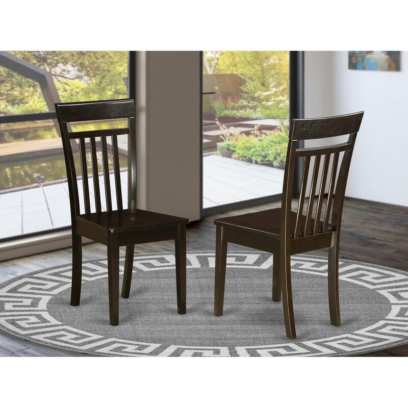 East West Furniture Capri  slat  back    kitche  dining  Chair  with  wood  Seat,  Set  of  2