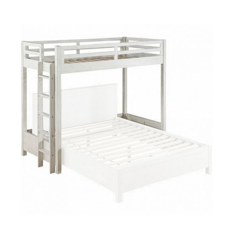 Twin Loft Bed Fixed Ladder, White-Benzara