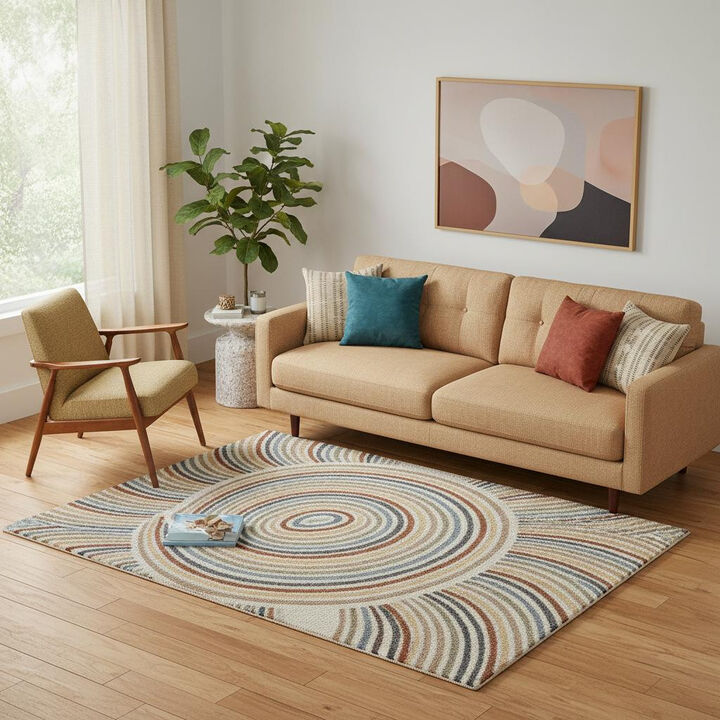 HomeRoots Abstract Power Loom Washable Area Rug